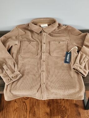 AURORA Tan Corduroy Button-Up Shirt Jacket
